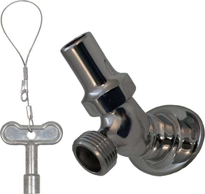 Prier Loose Key Angle Sill Faucet, 1/2" FPT, Polished Chrome Plated