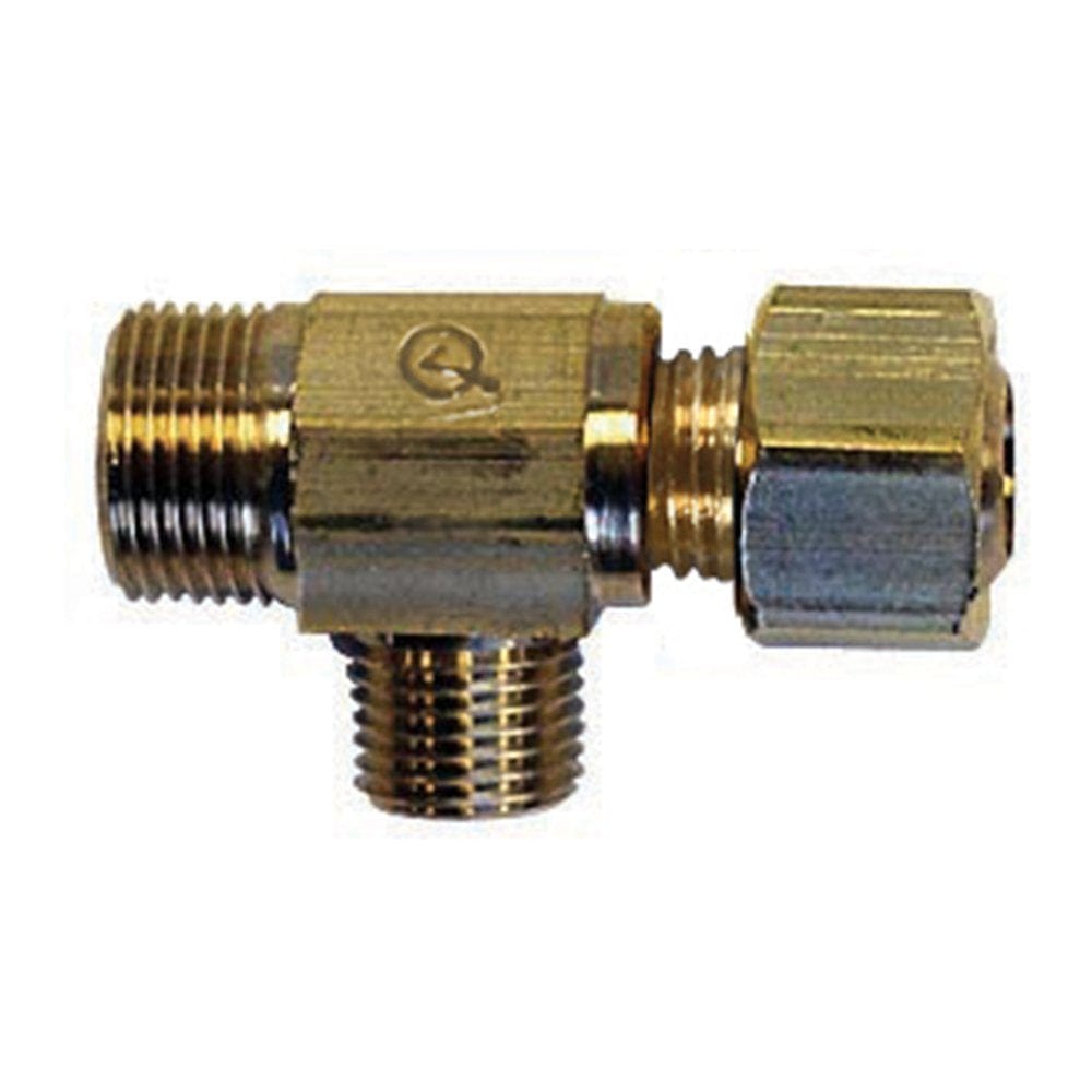 3/8-inch x 3/8-inch x 3/8-inch OD Brass Compression Easy Connect Tee, Female x Male x Male, Lead Free