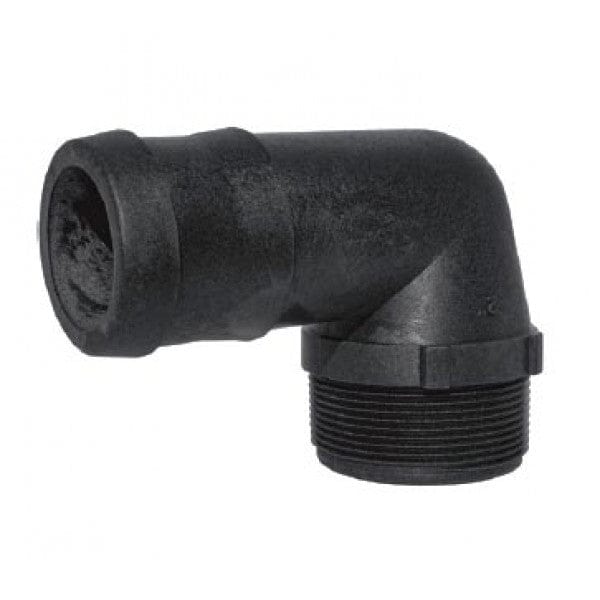 Heavy Duty Poly 90-Degree Insert Adapter - MPT x Barb - 3" (10/Cs) - Fittings N' Valves