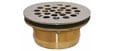 Prier Type Q Brass Shower Drain; 2" FPT, Low Profile, Polished Brass Strainer