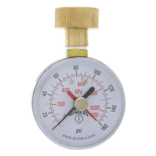 Winters PETM Series Economy Test Gauge with Maximum Pointer 0-160 psi/kPa