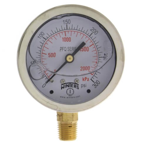 Winters PFQ Series SS Liquid Filled Gauge 0-300 psi/kPa