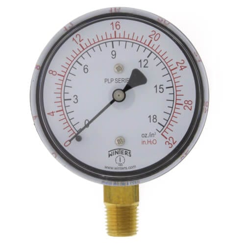 Winters PLP Series Low Pressure Gauge 0-32" Water/Oz