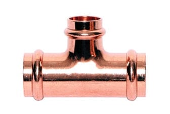 Press Copper Tee, 1-1/4'' x 1/2'' x 1-1/4''