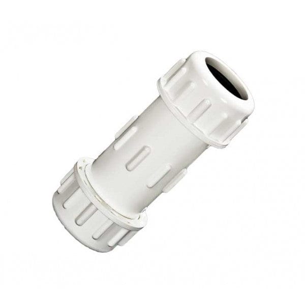 PVC Compression Coupling - Schedule 40 - White - Socket x Socket - 4" (6/Cs) - Fittings N' Valves