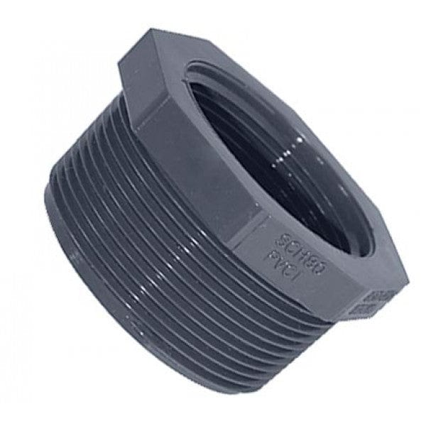 PVC Reducer Bushing Schedule 80 - Thread x Thread - 2" x 1-1/2"