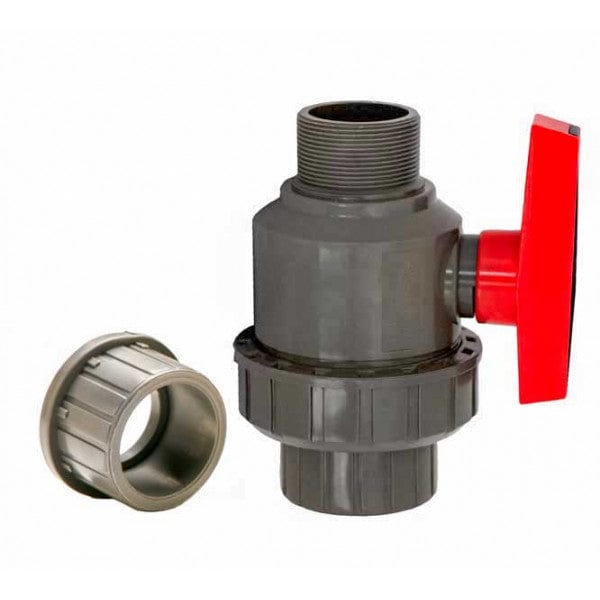 PVC Single Union Ball Valve - Gray - MPT x Socket/FPT - 1-1/2"