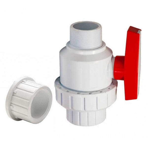 PVC Single Union Ball Valve - White - MPT x Socket/FPT - 1-1/2"