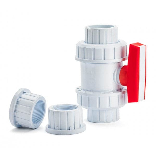 PVC True Union Ball Valve - White - Socket x Socket / FPT x FPT - 1"