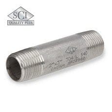 1" x 2" 304/304L Seamless Stainless Steel Nipples - Schedule 80