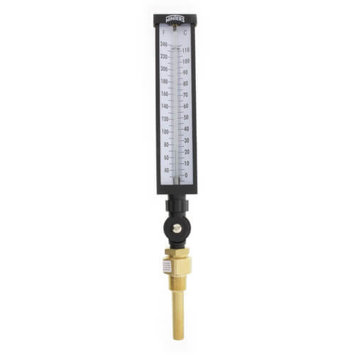 Winters TIM Series Industrial 9" Thermometer, 3.5" Stem, Aluminum Case, 30-240 F/C