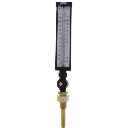 Winters TIM Series Industrial 9" Thermometer, 3.5" Stem, Aluminum Case, 0-120 F/C