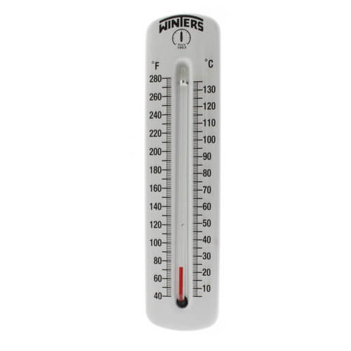 Winters TSW Series Hot Water Thermometer, 8" Scale, Angle, 40-280 F/C